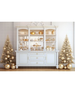 Fabric Photography Background White Christmas Kitchen / Backdrop 4684