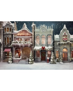 Fabric Photography Background Christmas Village / Backdrop 4707