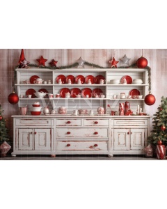 Fabric Photography Background Christmas Kitchen / Backdrop 4709