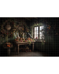 Fabric Photography Background Rustic Christmas Room / Backdrop 4698