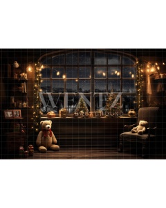 Fabric Photography Background Christmas Set with Teddy Bears / Backdrop 4705