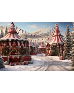 Fabric Photography Background Christmas Village / Backdrop 4711