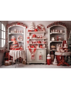 Fabric Photography Background Christmas Kitchen / Backdrop 4715