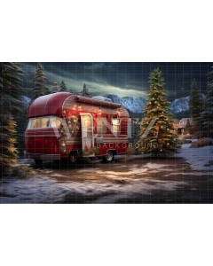 Fabric Photography Background Christmas Trailer / Backdrop 4725