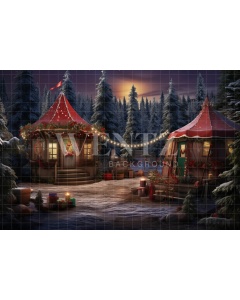 Fabric Photography Background Christmas Village / Backdrop 4732