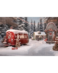 Fabric Photography Background Christmas Village / Backdrop4746