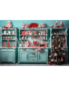 Fabric Photography Background Christmas Candy Cabinet / Backdrop 4750