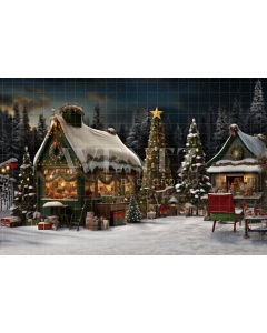 Fabric Photography Background Christmas Village / Backdrop 4751