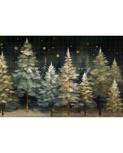 Fabric Photography Background Watercolor Christmas Forest / Backdrop 4760