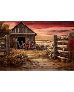 Fabric Photography Background House on the Countryside / Backdrop 4765