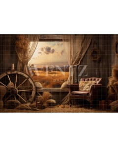 Fabric Photography Background House on the Countryside / Backdrop 4775