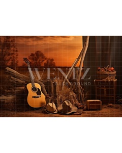 Fabric Photography Background Set with Guitar / Backdrop 4777