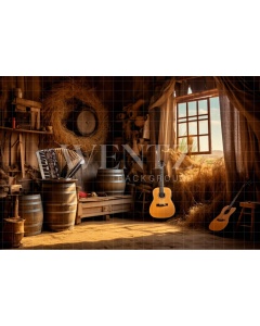 Fabric Photography Background Set with Guitar / Backdrop 4792