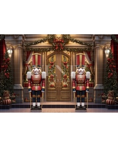 Fabric Photography Background Golden Christmas Nutcracker / Backdrop 4804