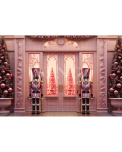 Fabric Photography Background Pink Christmas Nutcracker / Backdrop 4805