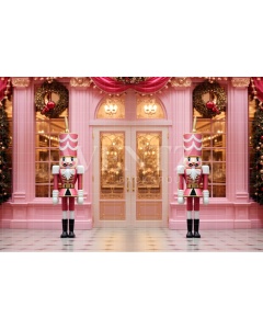 Fabric Photography Background Pink Christmas Nutcracker / Backdrop 4806