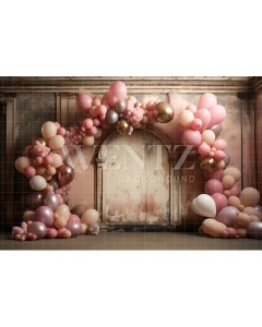 Fabric Photography Background Room with Pink Balloons 4895