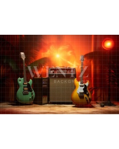 Fabric Photography Background with Guitar / Backdrop 4911