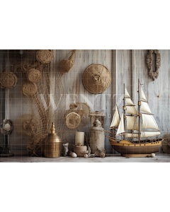 Fabric Photography Background Room with Ship / Backdrop 4915