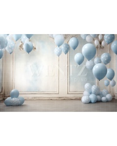 Fabric Photography Background White and Blue Balloons / Backdrop 4923