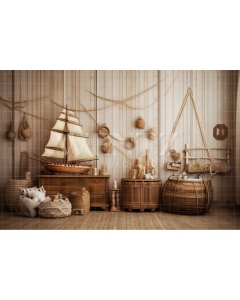 Photographic Background in Fabric Room with Ship / Background 4933