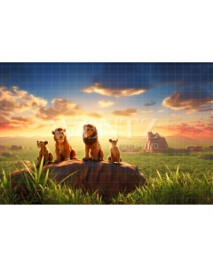 Fabric Photography Background Lion Family / Backdrop 4958