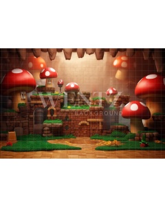 Photographic Background in Fabric Mushroom Forest / Backdrop 4963