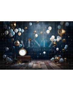 Photographic Background in Fabric Living Room with Balloons / Backdrop 4983