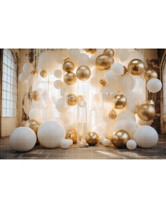 Photographic Background in Fabric Living Room with Balloons / Backdrop 4996