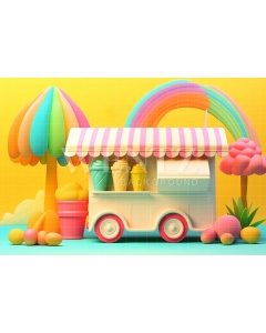 Photographic Background in Fabric Ice Cream Truck / Backdrop 5016