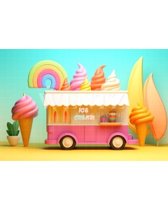 Photographic Background in Fabric Ice Cream Truck / Backdrop 5017