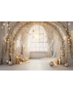 Photographic Background in Fabric White and Gold New Years Set / Backdrop 5027