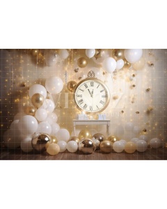 Photographic Background in Fabric Clock and Balloons / Backdrop 5034