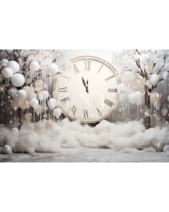 Photographic Background in Fabric Set with White Clock / Backdrop 5051