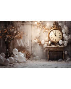 Photographic Background in Fabric New Years Set with Clock / Backdrop 5054