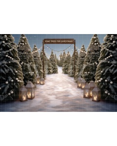 Photographic Background in Fabric Pine Tree Farm / Backdrop 5061