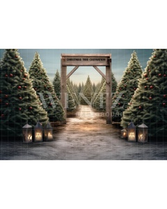 Photographic Background in Fabric Pine Tree Farm / Backdrop 5062