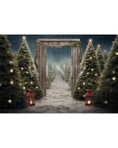 Photographic Background in Fabric Pine Tree Farm / Backdrop 5063