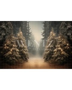 Photographic Background in Fabric Organic Christmas Pine Trees / Backdrop 5071