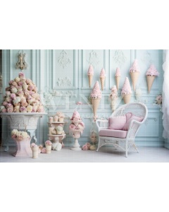 Photographic Background in Fabric Ice Cream Wall / Backdrop 5109