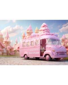 Photographic Background in Fabric Ice Cream Cart / Backdrop 5152