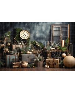 Photographic Background in Fabric Rustic Christmas Set / Backdrop 5156