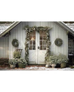 Photographic Background in Fabric Christmas Front Door / Backdrop 5160