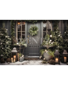 Fabric Photography Background Christmas Facade / Backdrop 5171