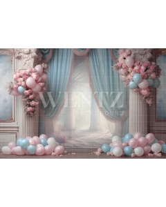 Fabric Photography Background Room with Balloons / Backdrop 5239