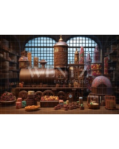 Fabric Photography Background Chocolate Factory / Backdrop 5294