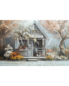 Fabric Photography Background Easter House / Backdrop 5677