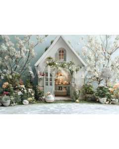 Fabric Photography Background Easter House / Backdrop 5702