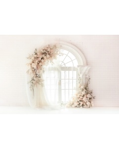 Fabric Photography Background Door with Flowers / Backdrop 5714