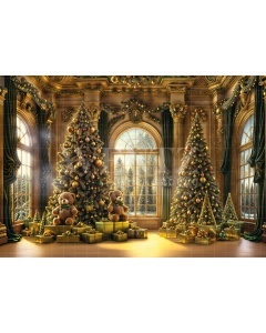 Fabric Photography Background Living Room with Window Christmas / Backdrop 6316